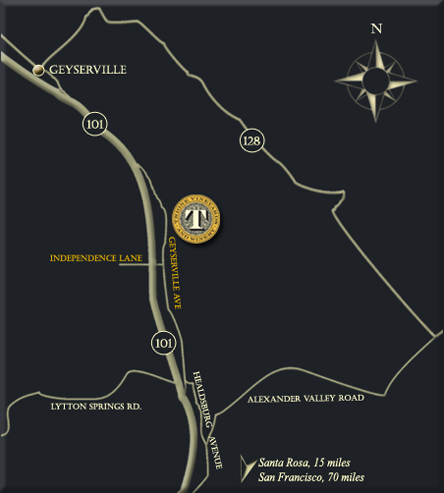 Map to Trione Winery