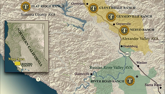 Estate Vineyards Map Trione Winery - Estate Vineyards Map