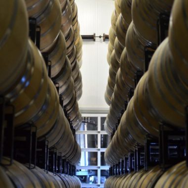 Oak Barrels stacked in a wine cellar