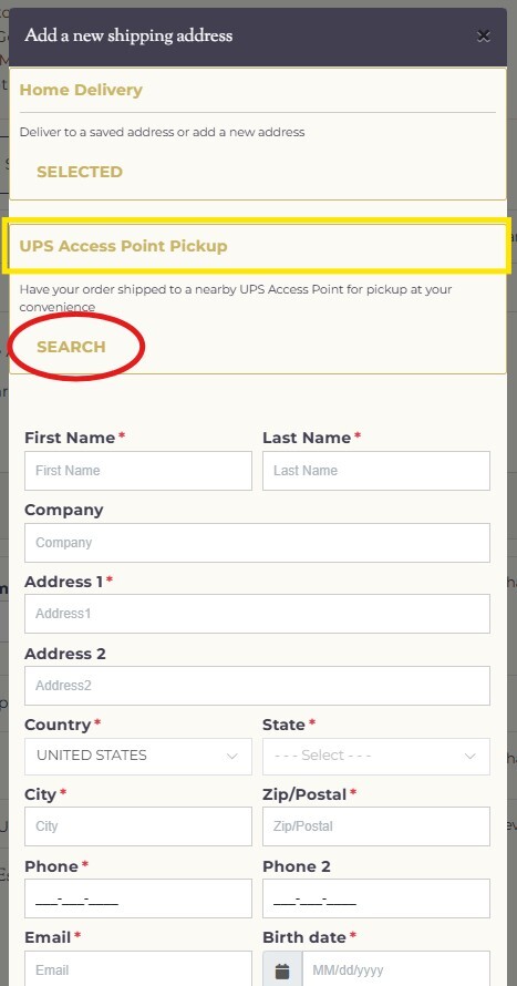 UPS Access Point Local Pick Up